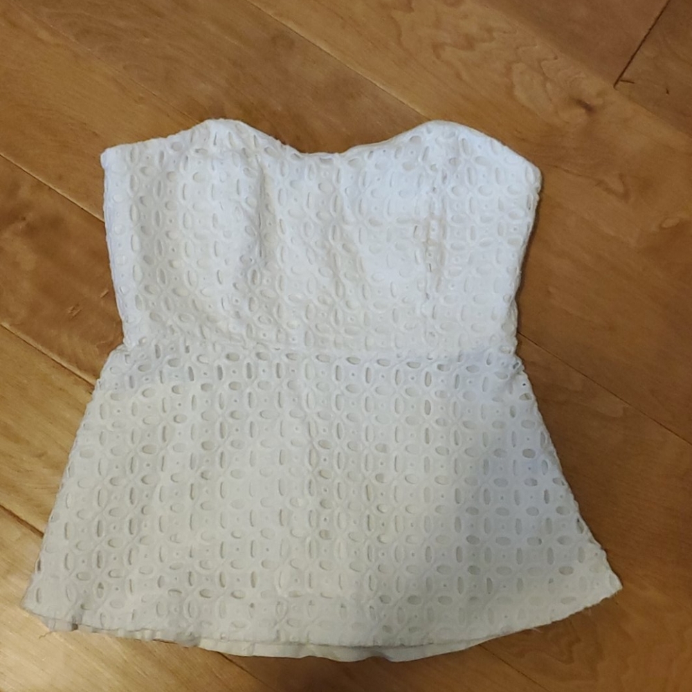 J.Crew white eyelet strapless top